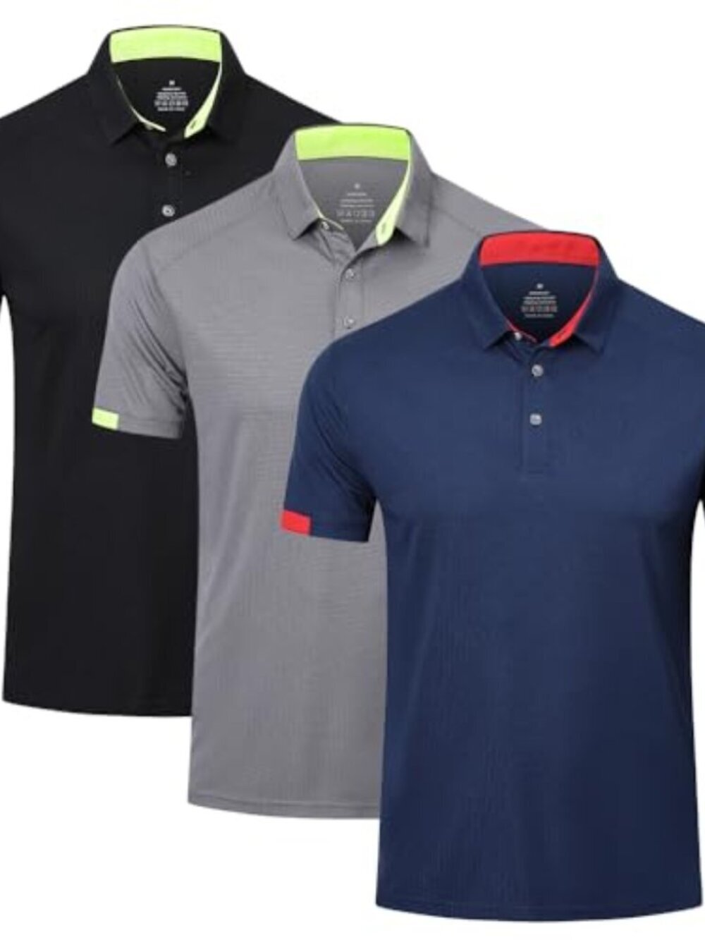 🆕 3 Pack Men's Polo Shirts Quick Dry Short Sleeve Athletic Golf Tops Moisture